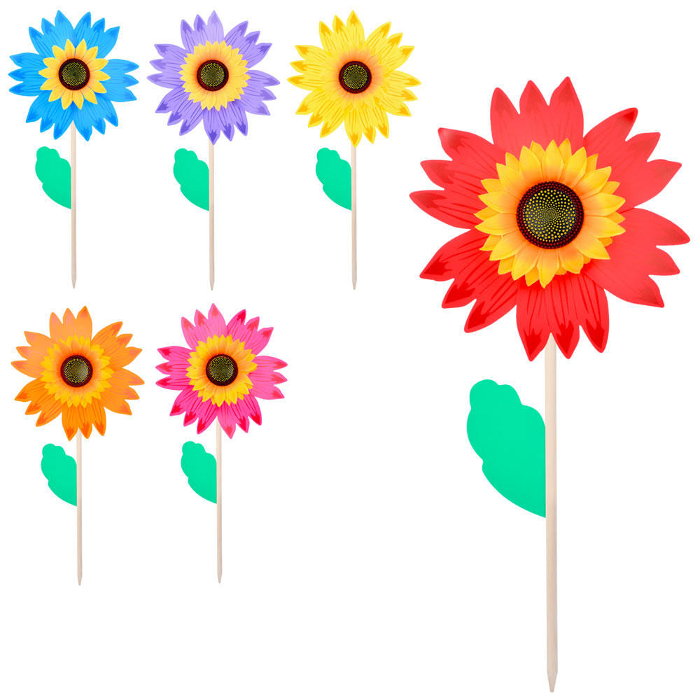 Вітрячок «Квітка».30 см на дерев`яній паличці 50 см, в асортименті, у пакеті 30х30х2 см