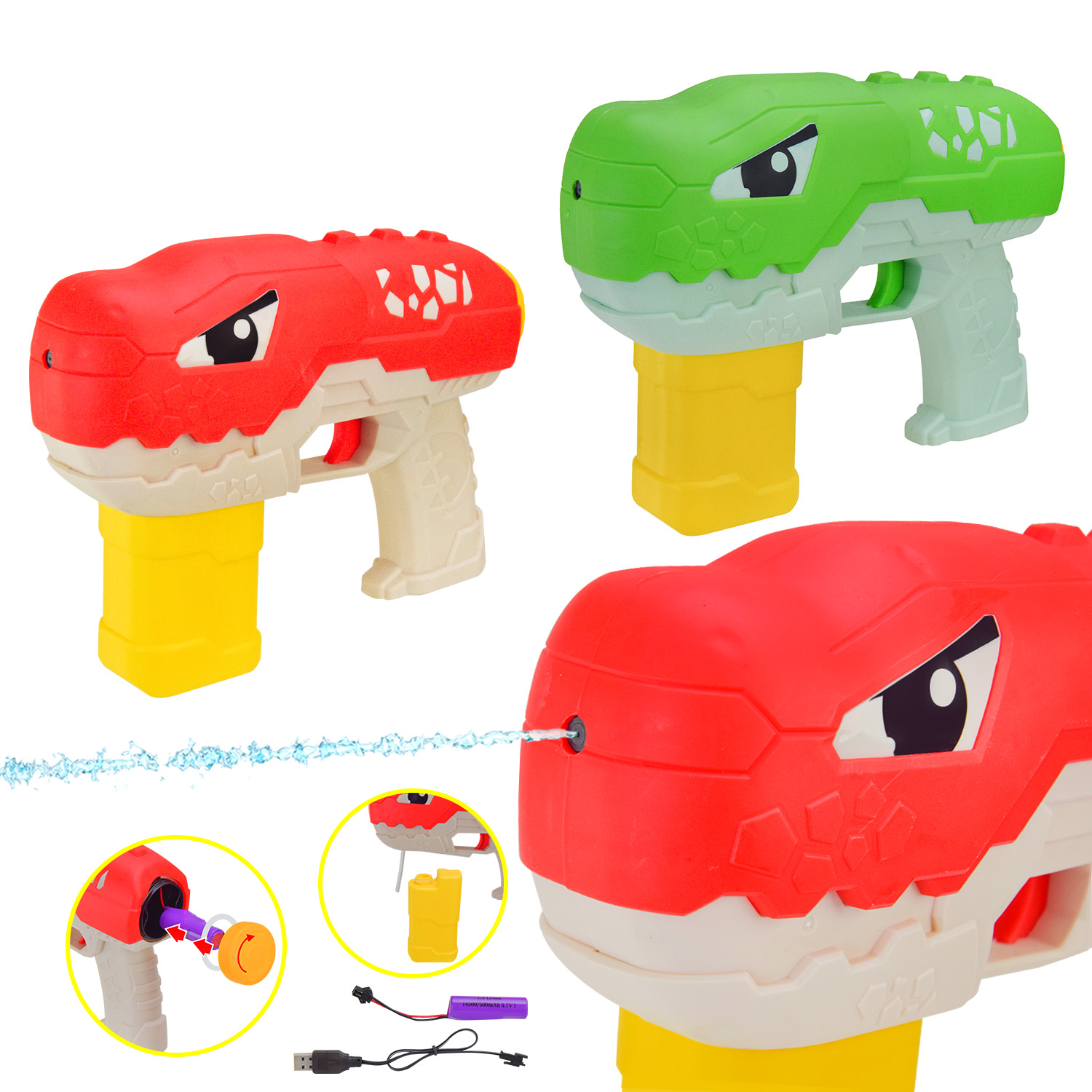 Водяний пістолет автоматичний на аккумуляторі, в асортименті, у пакеті 17,5х23 см