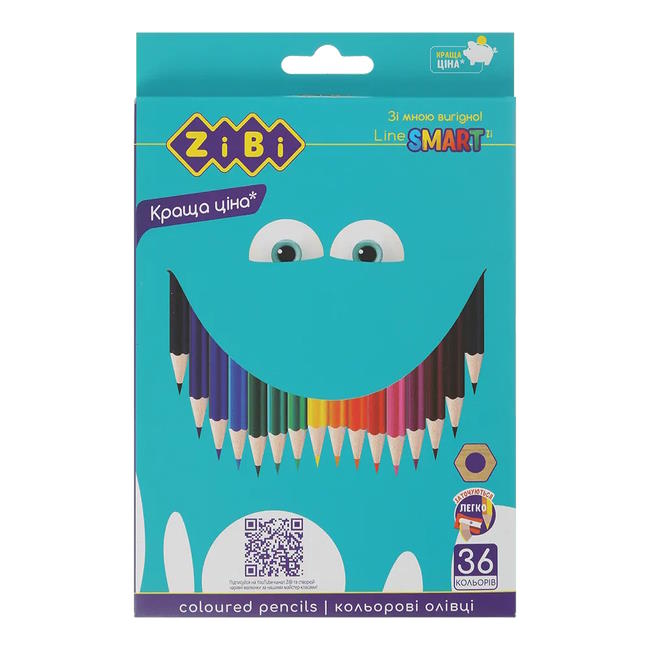 Олівці кольорові шестигранні на 36 кольорів, SMART Line