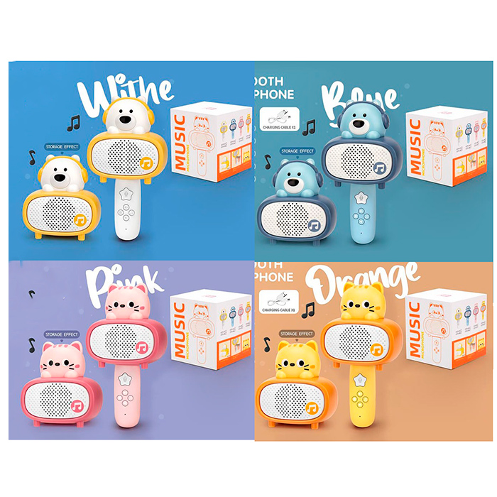 Мікрофон 2 в 1 з колонкою 20 см на акумуляторі чи батарейці з USB, Bluetooht, звук англійською