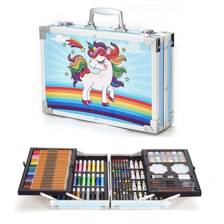 Набір художній у чемодані 23х34 см: фломастери, олівці, фарби, пастель, пензлі та інше, ТМ Leader