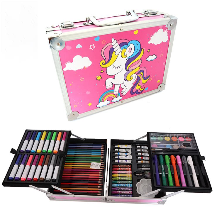 Набір художній у чемодані 20х27 см: фломастери, олівці, фарби, пастель, пензлі та інше, ТМ Leader