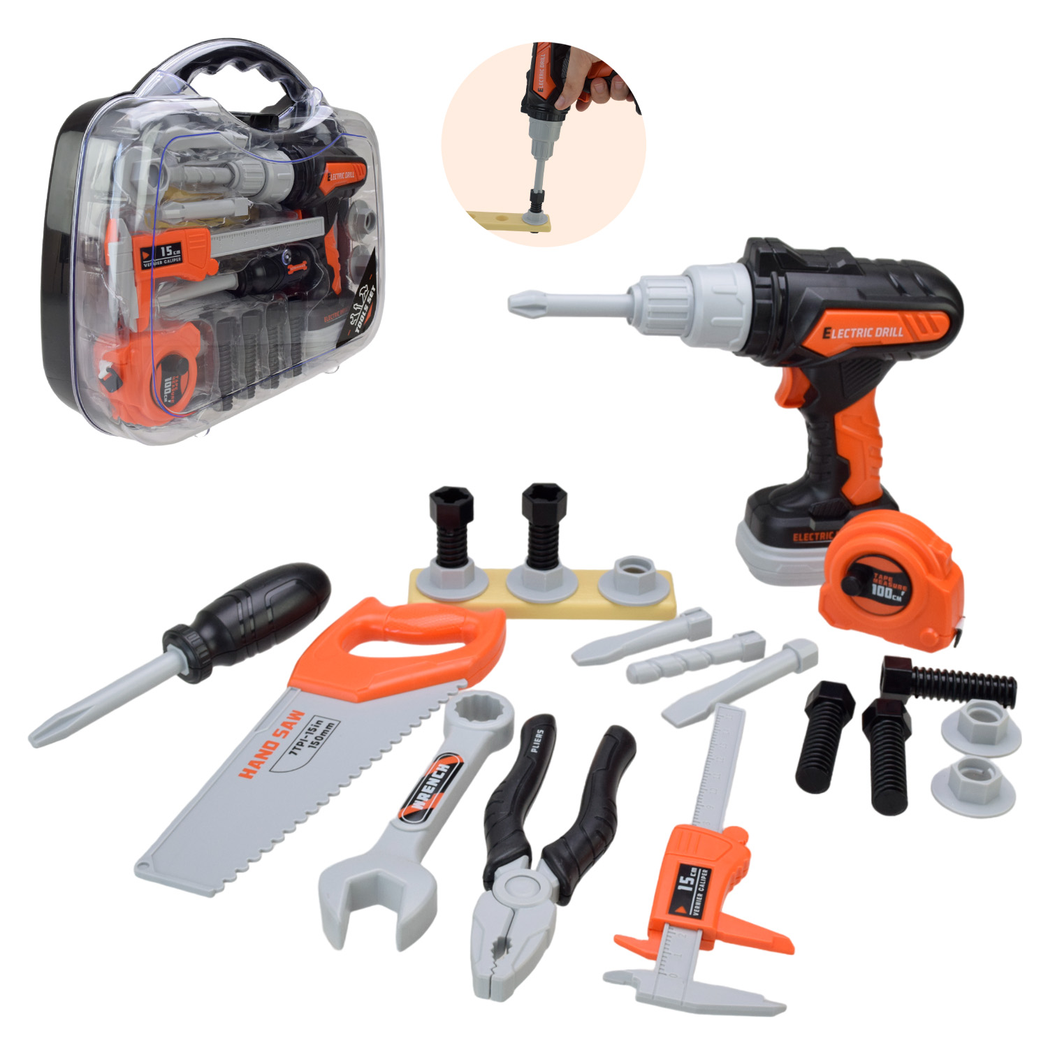 Набір інструментів зі світлом та звуком, на батарейці, у валізі 27,5х23,5х8,5 см