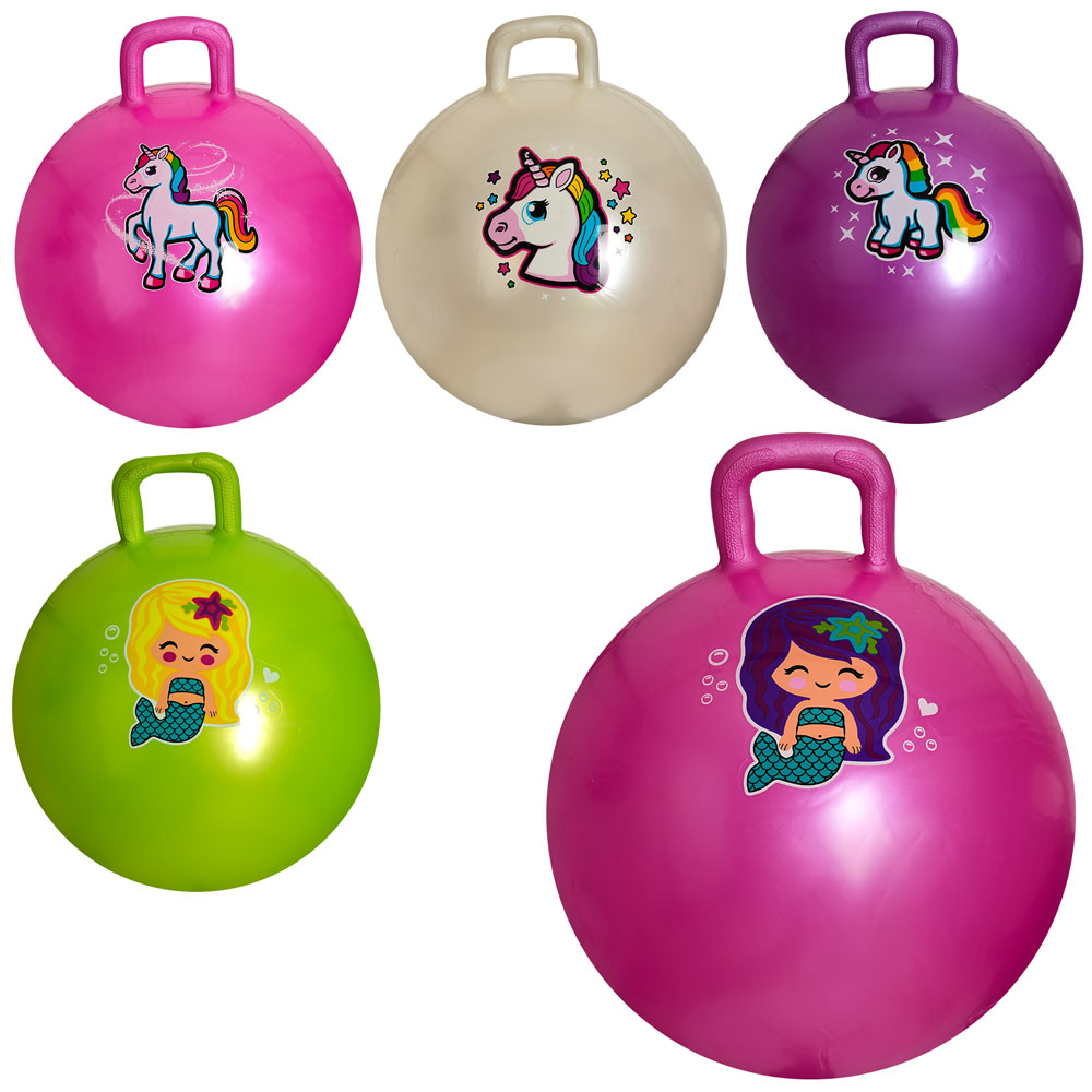 М'яч для фітнесу з ручкою 45 см вагою 450 г, в асортименті, у пакеті 16х14х8 см