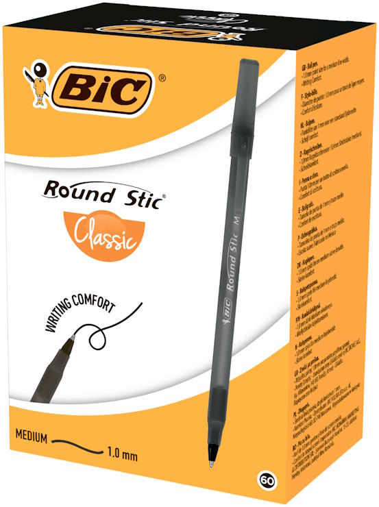 Ручка «Round Stic» кулькова чорна 0.32 мм, 60 штв у паковці, ТМ Bic