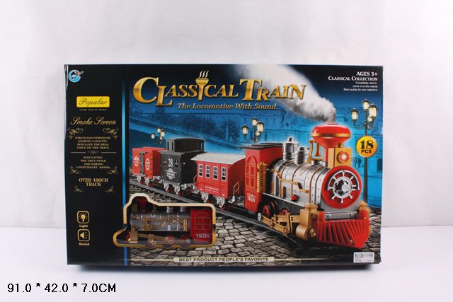 Залізниця зі світлом та звуком, на батарейці, у коробці 91х42х7 см
