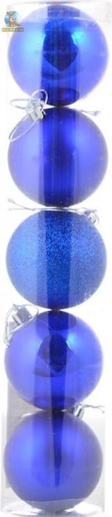 Набір новорічних кульок d 6 cм синіх, 5 шт. в упаковці, ТМ Yes