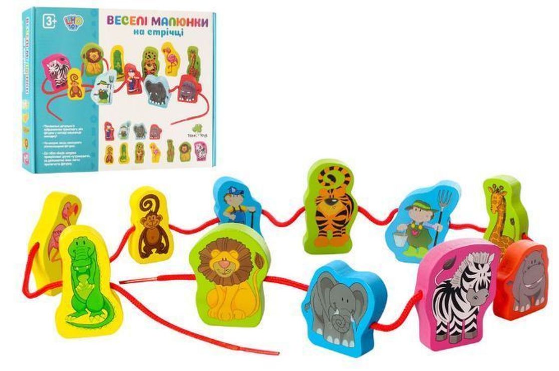 Шнурівка «Фігурки» дерев'яна, в асортименті, у коробці 29х21,5х3,5 см