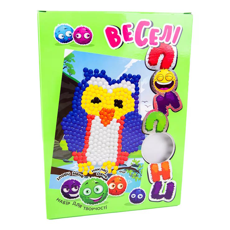 Набір для творчості «Веселі помпони. Сова», у коробці 30х22х2 см, ТМ Strateg