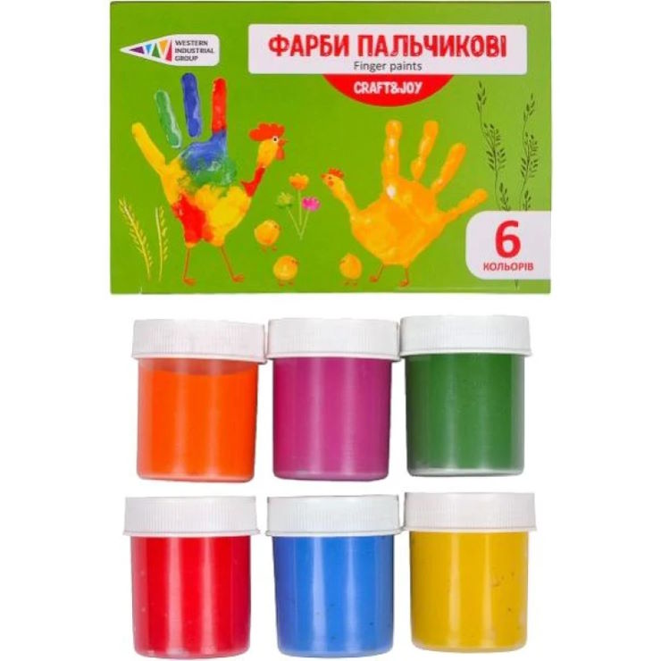 Фарби пальчикові із 6 кольорів, 40 мл, ТМ Гамма