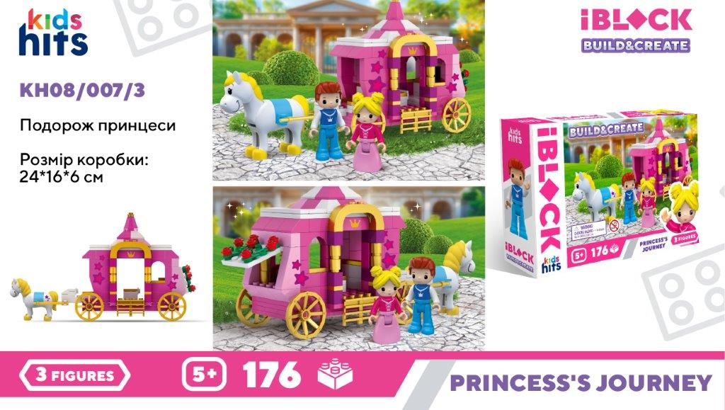 Конструктор «Карета принцеси» на 176 деталей з фігурками, у коробці 24х16х6 см, IBLOCK JUNIOR
