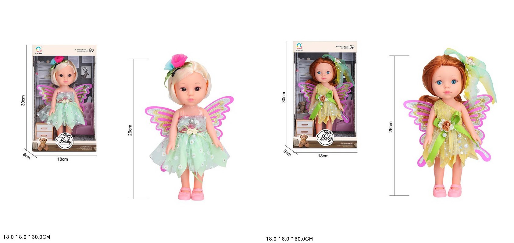 Лялька «Фея» в стильній сукні, в асортименті, у коробці 30х8х18 см