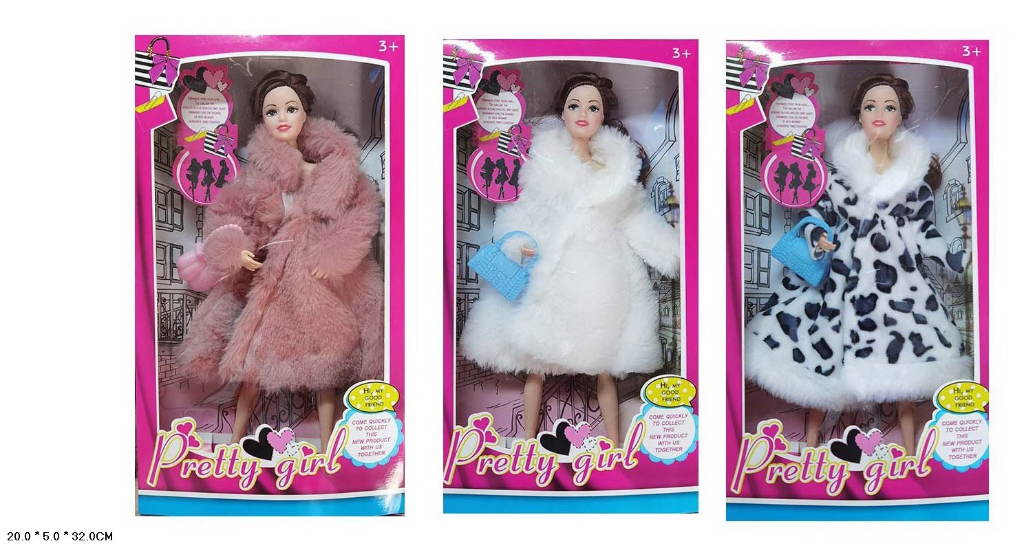 Лялька типу Барбі в хутряній шубці, в асортименті, у коробці 20х5х32 см