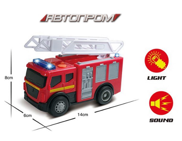 Машина «Пожежна» зі світлом та звуком, на батарейці, у коробці 18х10,5х8,5 см, Автопром