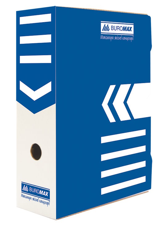 Бокс для архівації документів з шириною торця 100 мм картонний, синій, 35х25х10 см, TM Buromax