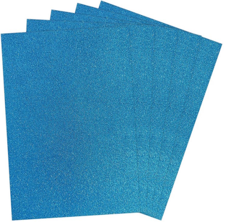 Фоаміран A4 товщиною 1,3 мм 5 аркушів з глітером, блакитний, ТМ Мандарин