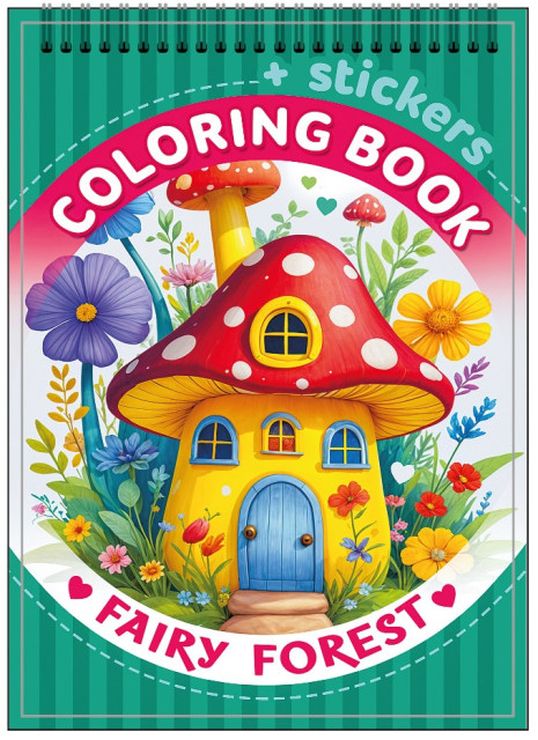 Розмальовка на 12 аркушів з наліпками на спіралі 10,5х15 см, ТМ Мандарин