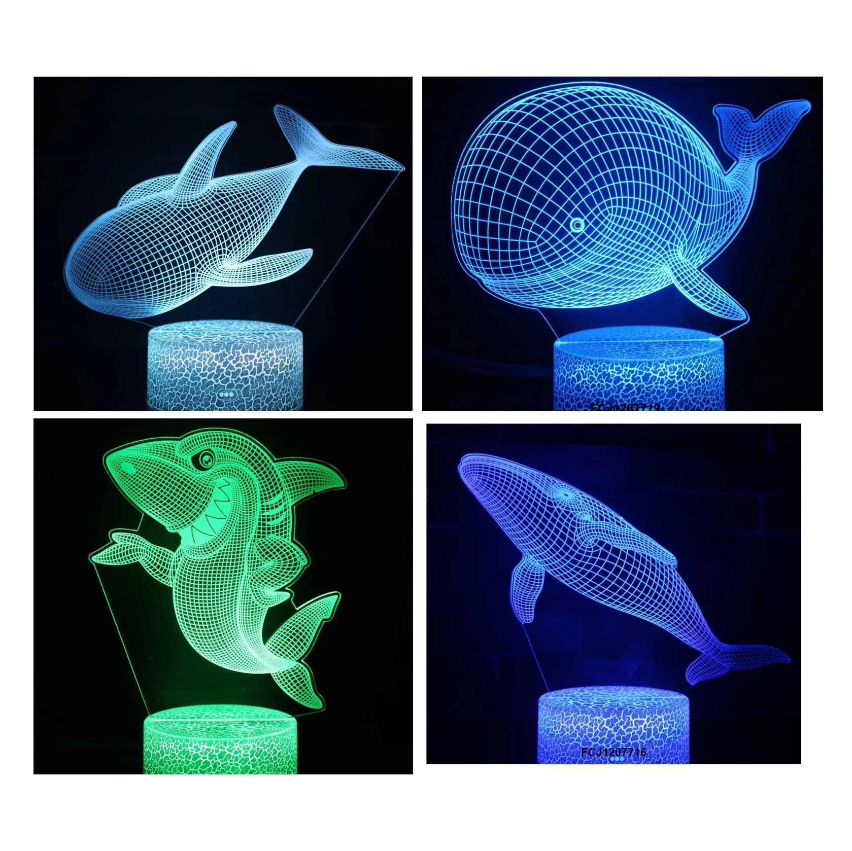 Нічник-світильник «Морські мешканці» 16 см з різнокольоровим світлом та USB, працює від батарейки чи від мережі, в асортименті, у коробці 21х15х5,5 см