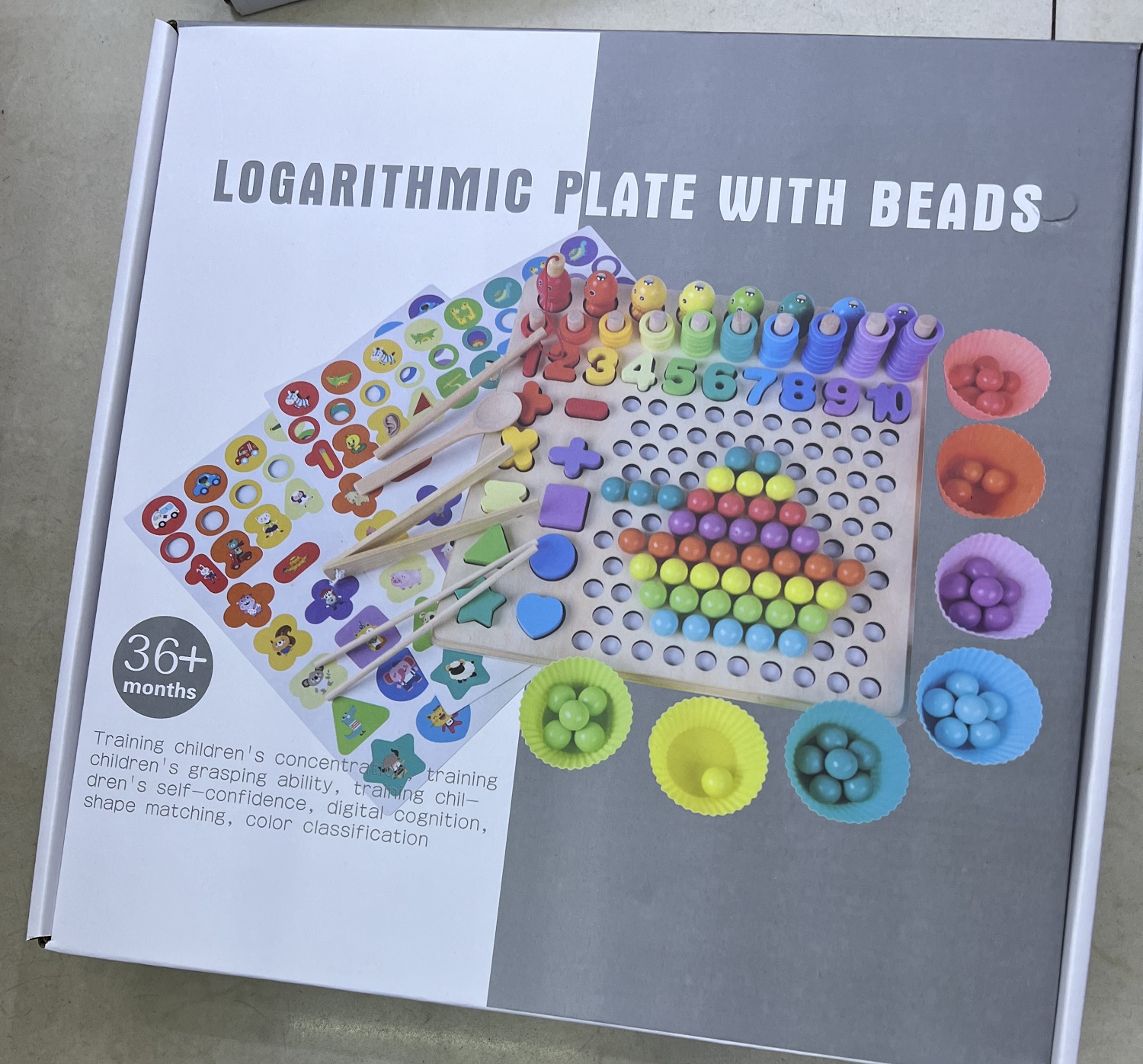 Мозаїка-сортер 5 в 1: цифри, геметричні фігури, кульки, магнітна рибалка, у коробці 32х31х8 см