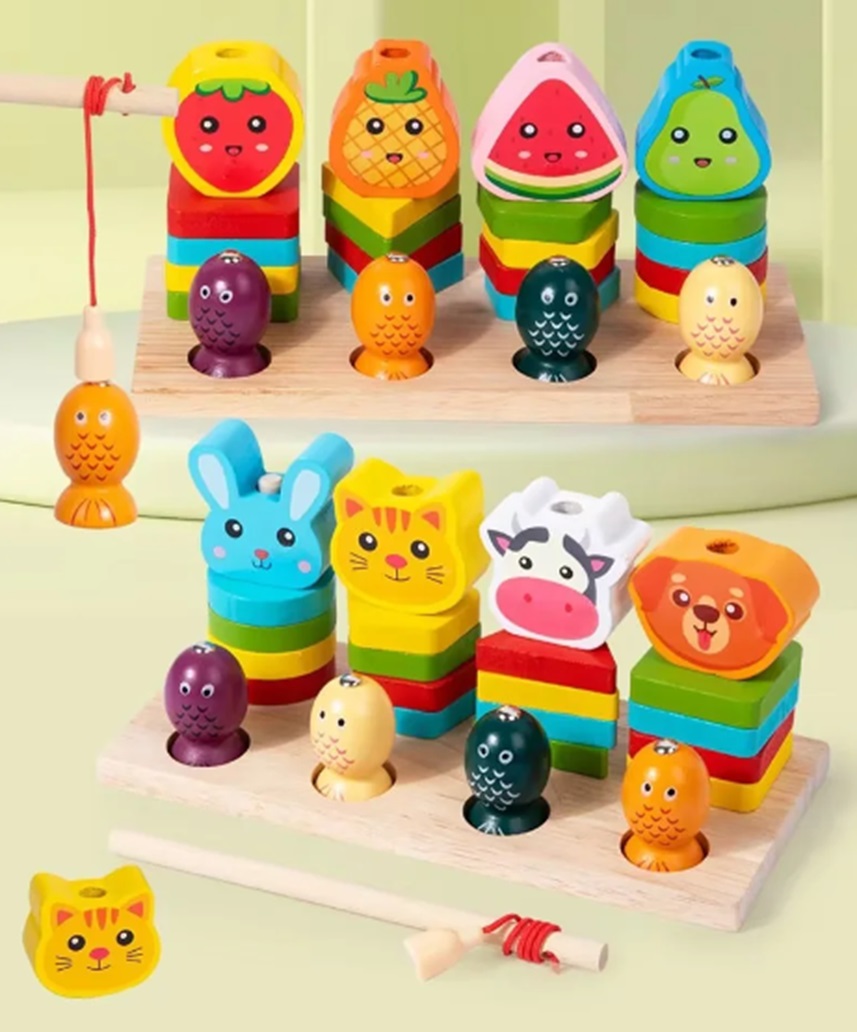 Ігровий набір «Веселі тваринки»: сортер, магнітна рибалка, пірамідки, в асортименті, у коробці 20х19,5х9 см