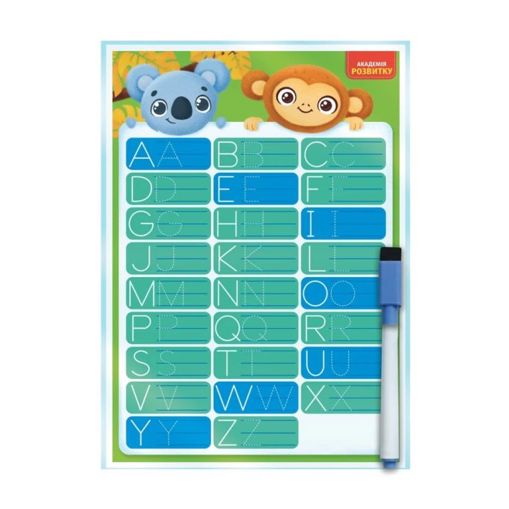 Дошка-тренажер «English» двостороння з маркером, під слюдою 24х2х33,5 см, ТМ Vladi Toys