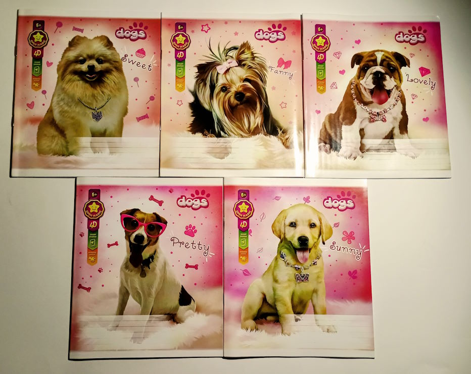 Зошит на 24 аркуші у лінію «Dogs», №5001, ТМ Gold Brisk