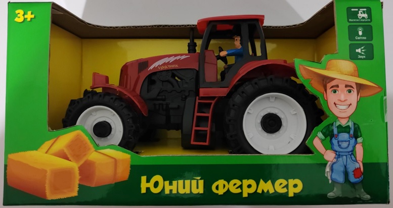 Трактор «Юний фермер» інерційний зі світлом та звуком, на батарейці, у коробці 23х11х12 см