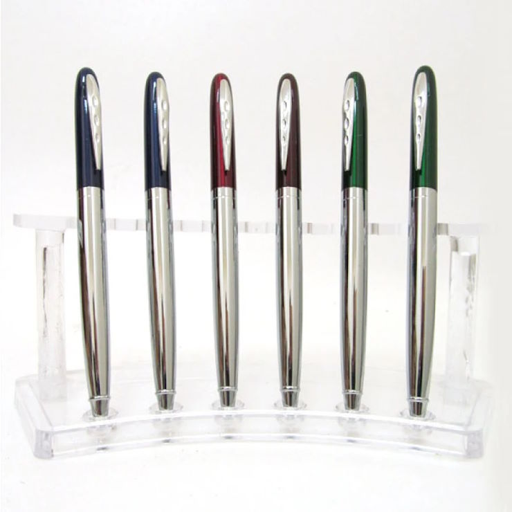 Ручка «Baixin» кулькова автоматична синя в металевому кольоровому корпусі, в асортименті, TM Baixin