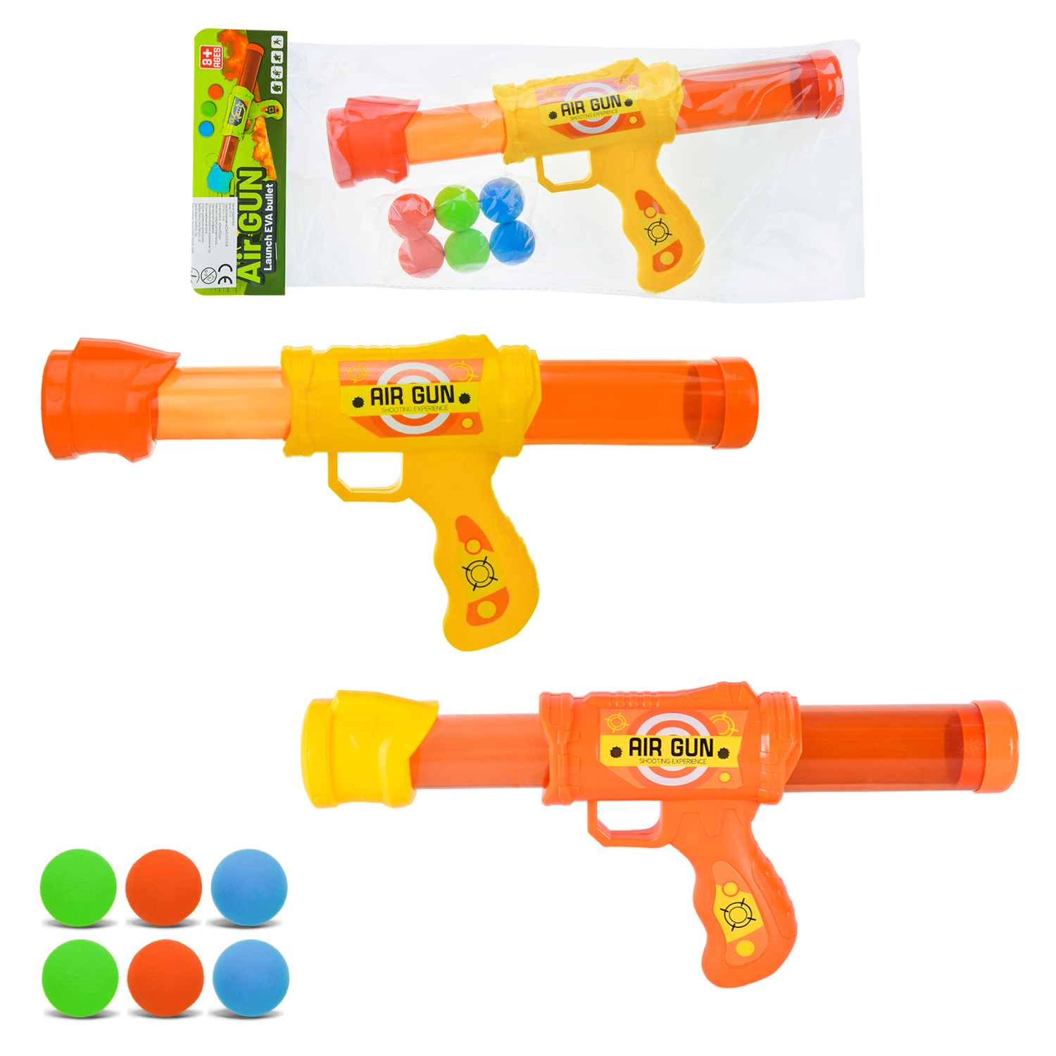 Іграшкова помпова зброя 44 см з 6 кульками, у пакеті 44х18 см