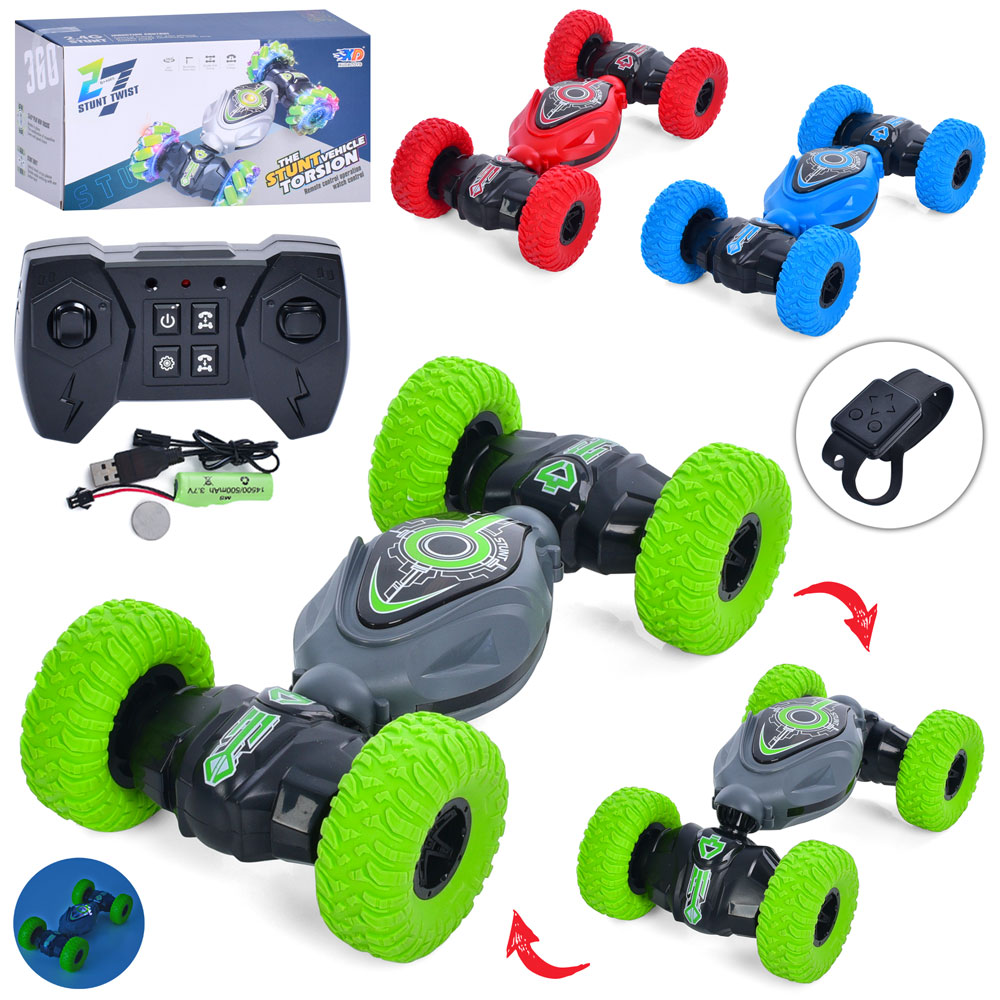 Перевертиш 28 см р/к 2.4G на акумуляторі зі світлом, USB та гумовими колесами, керування браслетом, в асортименті, у коробці 27х15х12,5 см