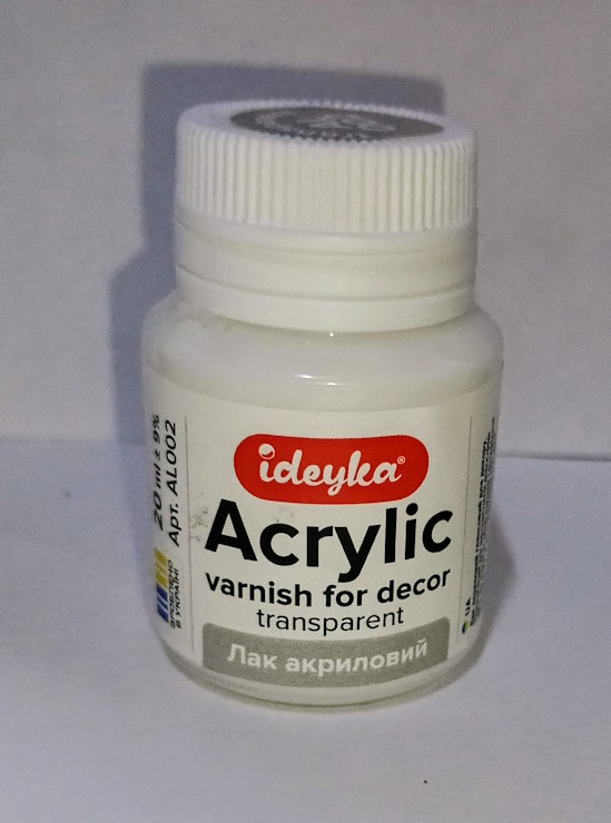 Лак акриловий глянцевий 20 мл, ТМ Ідейка