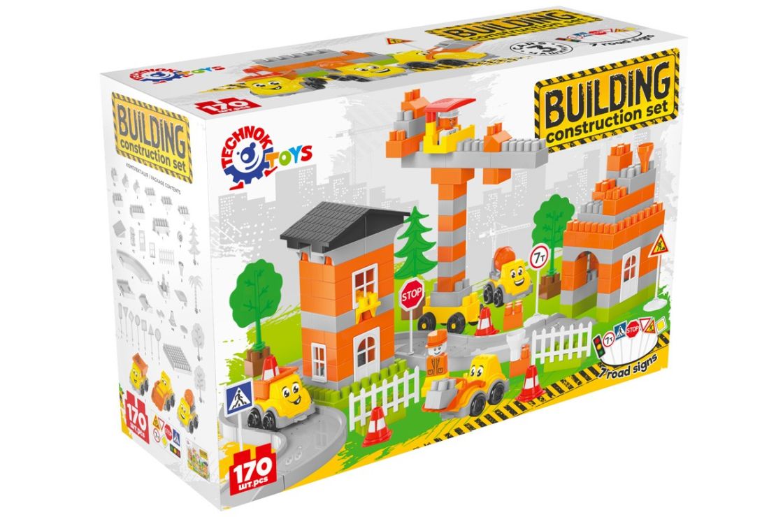 Конструктор «Building» зі 170 деталей з машинками, у коробці 37,5х25х14 см, ТМ Технок