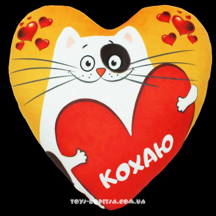 М`яка іграшка «Подушка Серце Закохане кошеня» 30х29 см, ПП Копиця