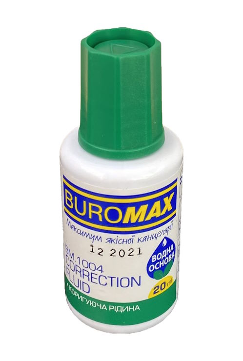 Коректор з пензликом 20 мл на водній основі, ТМ Buromax