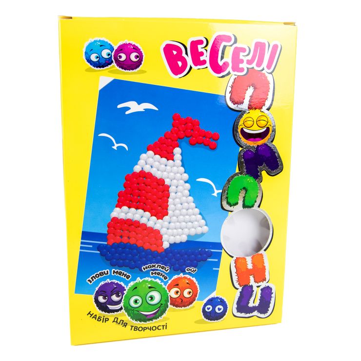 Набір для творчості «Веселі помпони. Кораблик», у коробці 30х22х1,5 см, ТМ Strateg