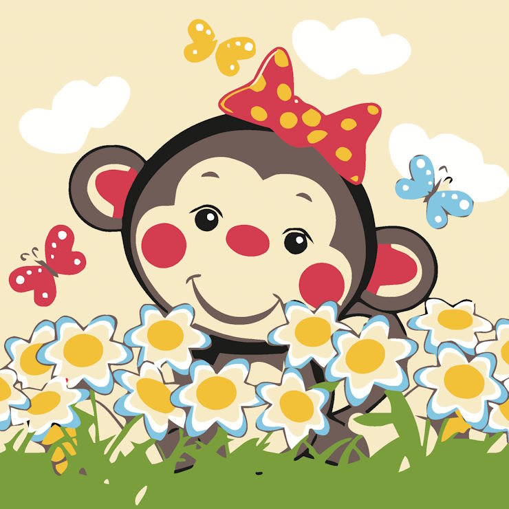 Картина за номерами «Мавпенятко» 20х20 см, ТМ Strateg