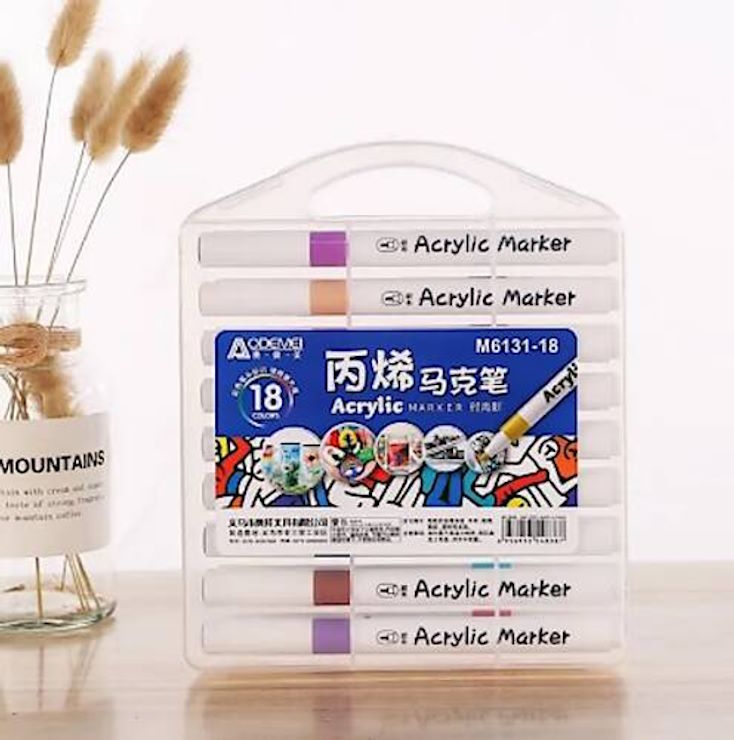 Набір скетчмаркерів «Aodemei» на 18 кольорів акрилових у пластиковому контейнері, ТМ J.Otten