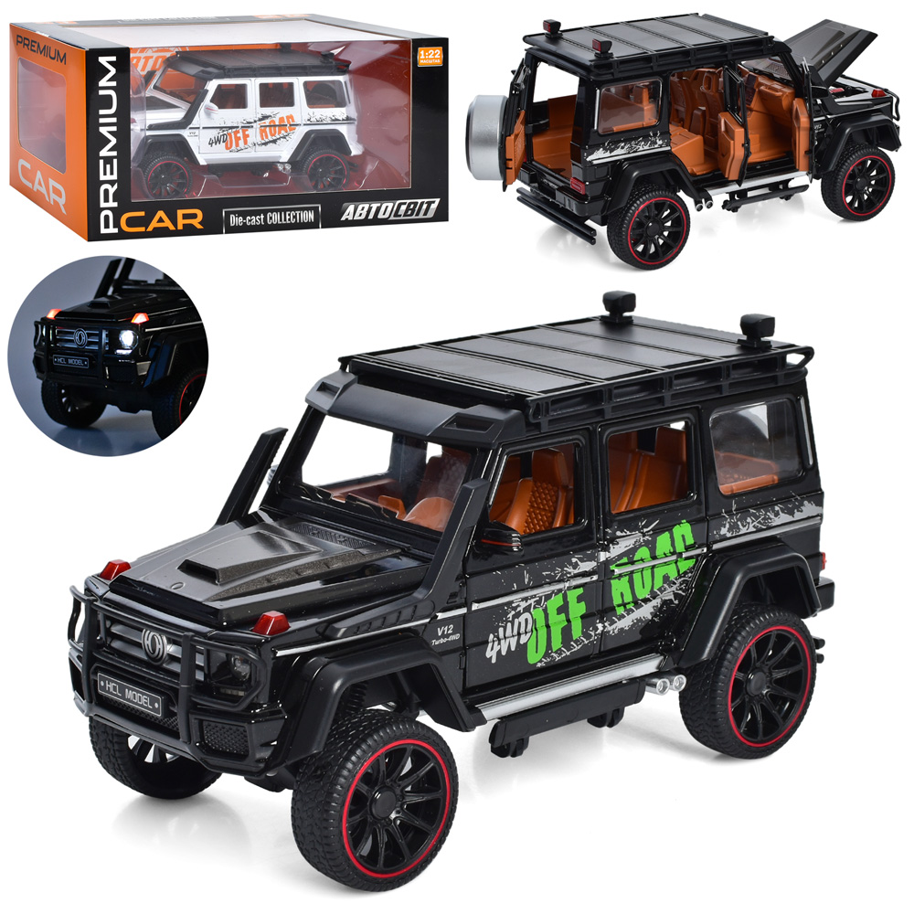 Машина «Джип» 22 см 1:22 металева зі звуком, світлом та дверима, що відчиняються, на батарейці, в асортименті, 29х14.5х15 см, Автосвіт