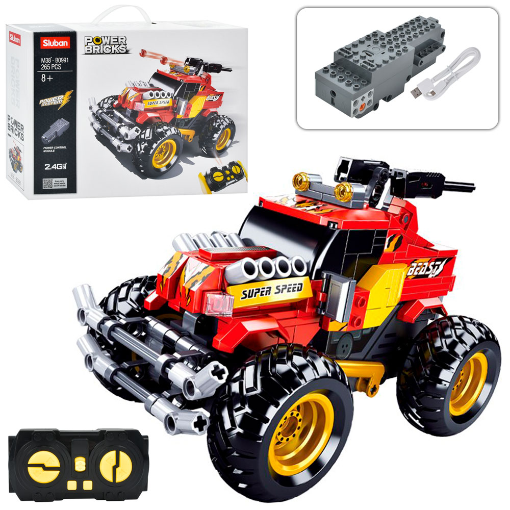Конструктор «Позашляховик» 17 см на 265 деталей р/к на акумуляторі 2,4G, у коробці 38х28х10 см, Sluban