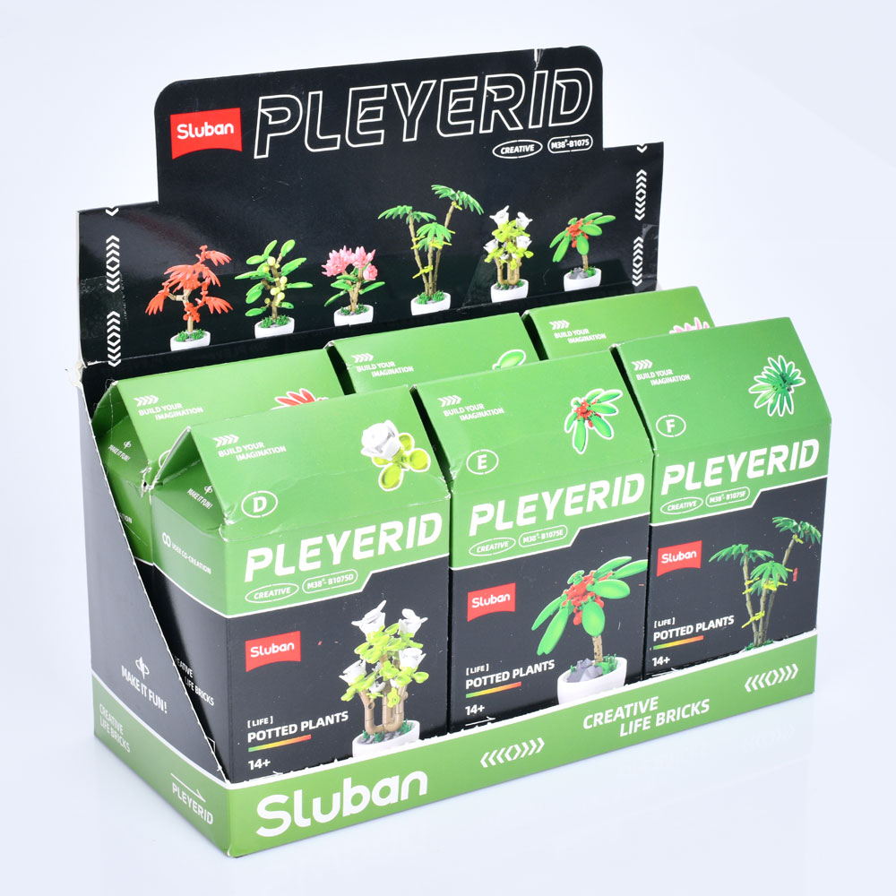 Конструктор «Кімнатна рослинка», в асортименті, у коробці 13х9х16 см, по 6 шт у дисплеї 28х16х13 см, Sluban