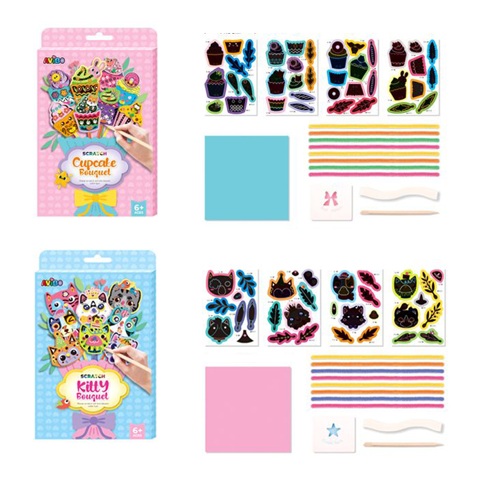 Набір для творчості «Букет»: 4 картки та 8 шт сінельного дроту, в асортименті, у коробці 15х24,5х1 см