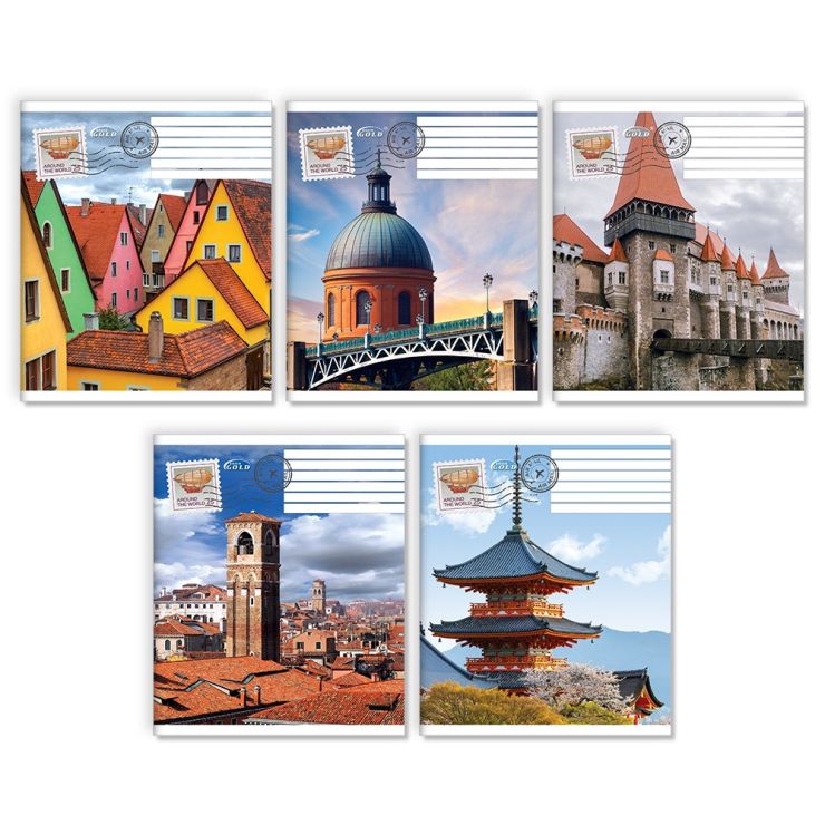 Зошит на 60 аркушів у лінію «Навколо світу», №3533, ТМ Gold Brisk