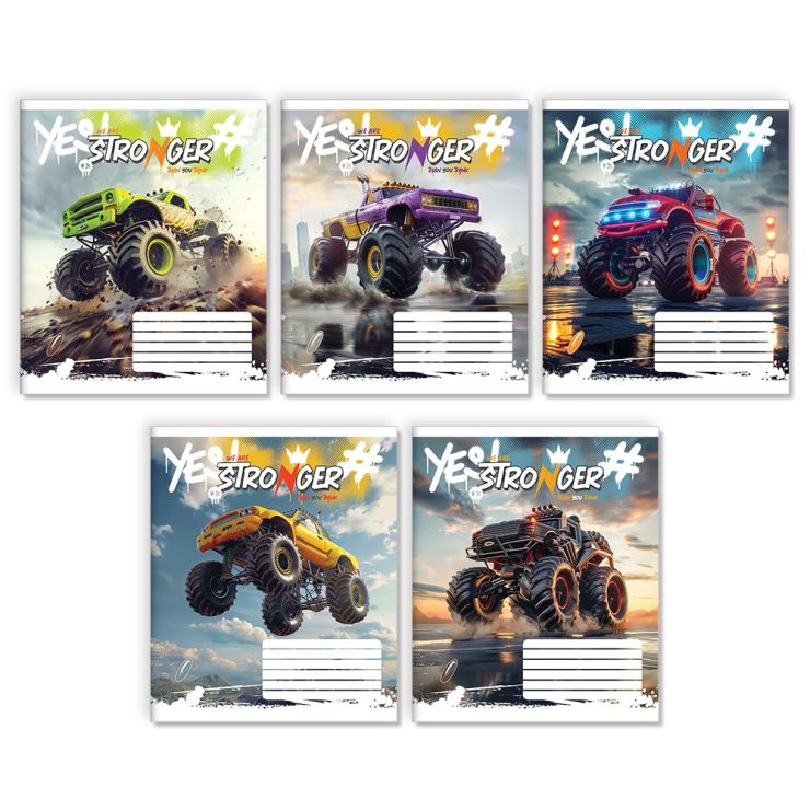 Зошит на 12 аркушів у лінію «Монстр-трак» № 0155, Пір'їнка