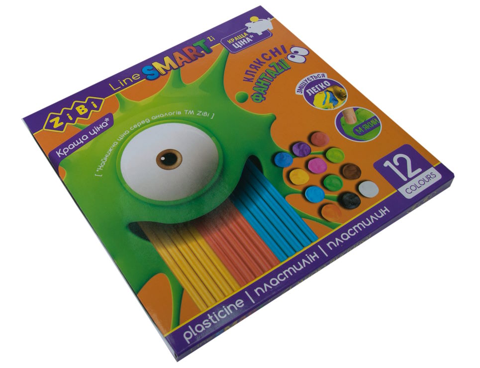 Пластилін на 12 кольорів, 240 г, SMART Line