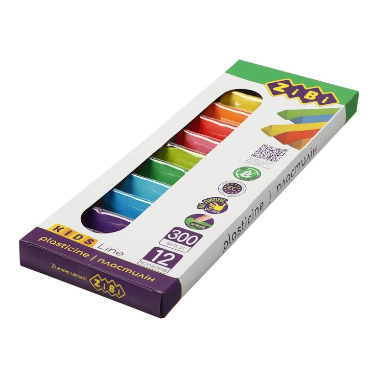 Пластилін на 12 кольорів, 300 г, ТМ ZiBi