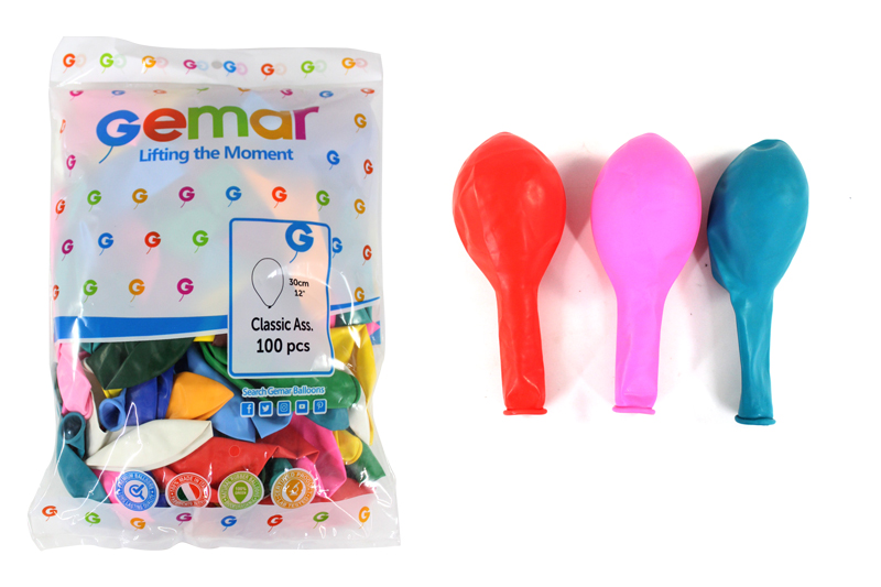 Кульки повітряні 30 см стандартні рожеві, 100 шт. в упаковці, Gemar