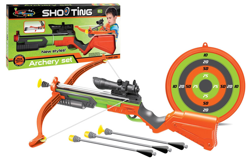Іграшковий набір: арбалет, 3 стріли та мішень, на батарейці, у коробці 27х5,5х54,5 см