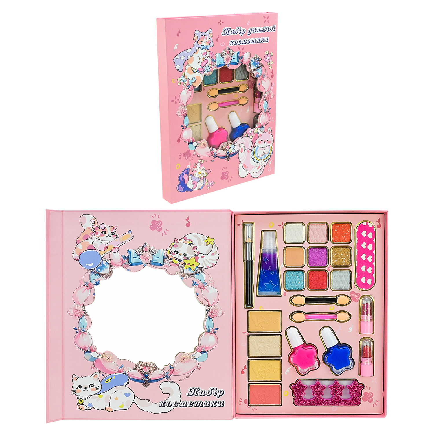 Дитяча косметика: лак, палетка тіней для повік, помада, у коробці 17х2,3х22,9 см