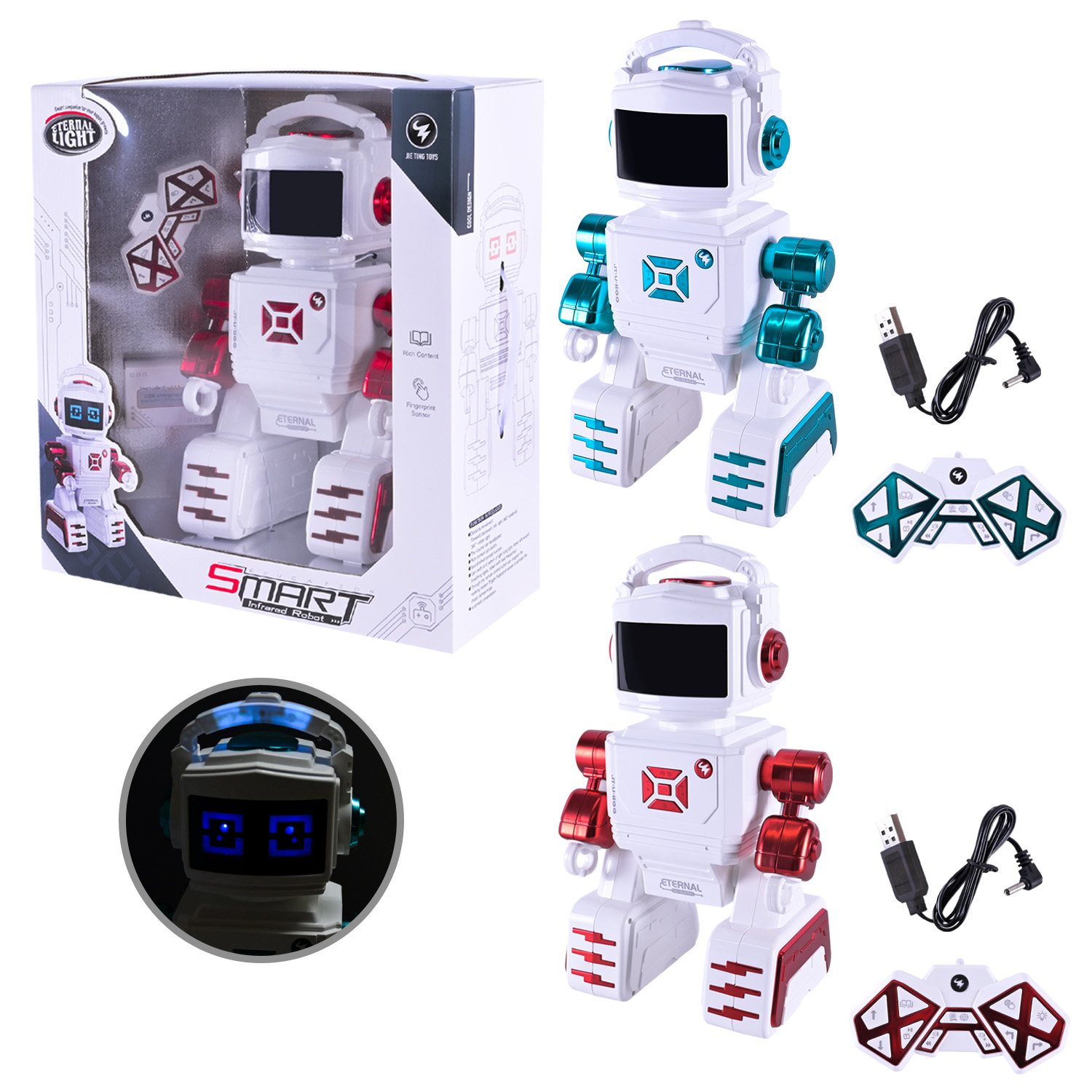 Робот 37,5 см р/к на акумуляторі зі світлом, звуком та usb-зарядкою, в асортименті, у коробці 40,5х15,5х42,6 см