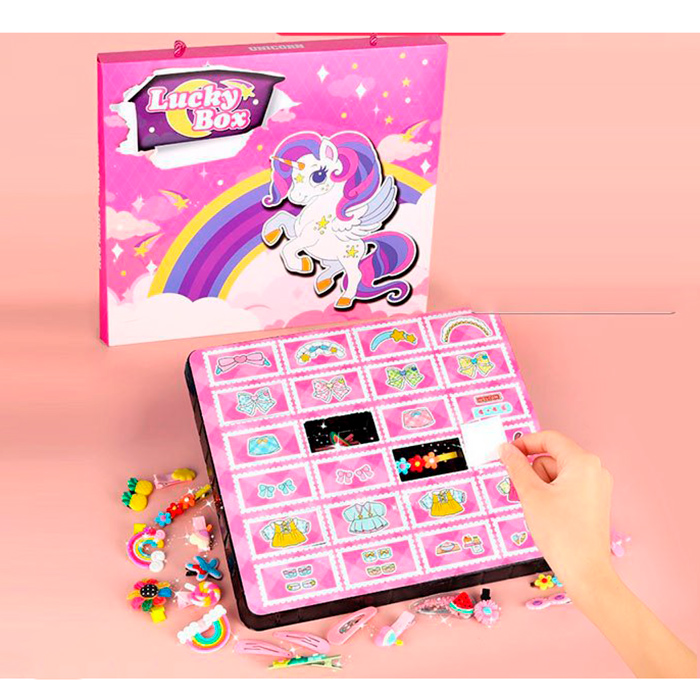 Набір-сюрприз аксесуарів для волосся з заколок та гумок, у коробці 31х27х3 см